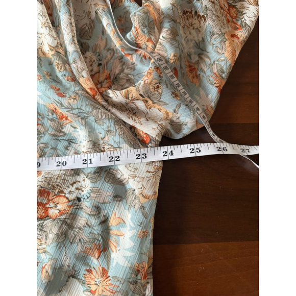 Women's autres filles Light Blue Orange Floral Blouse XL - Picture 8 of 9